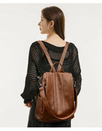 Soft leather travel backpack