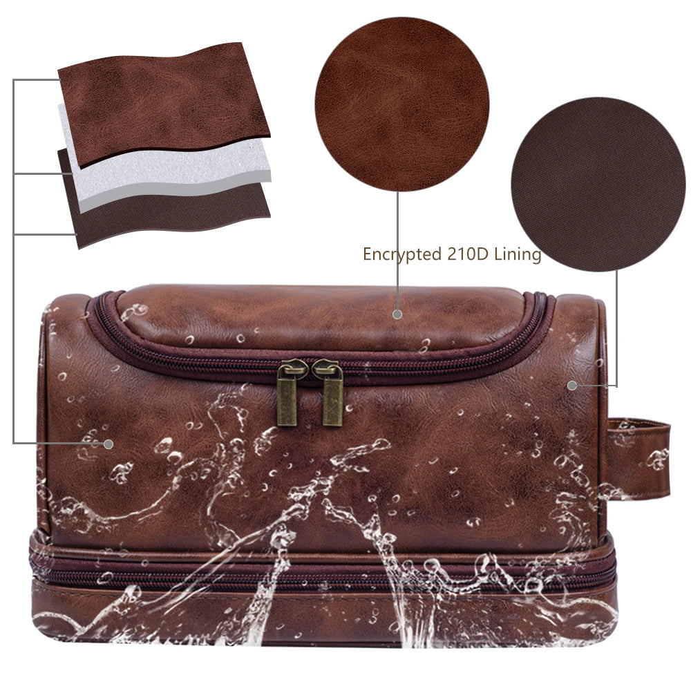 Classic leather toiletry bag for men