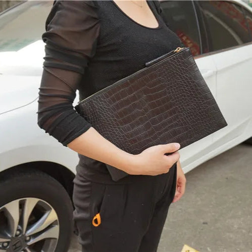 Textured leather clutch