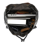 Leather laptop rucksack with top handle