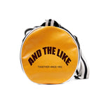 Two-tone leather overnight duffle bag