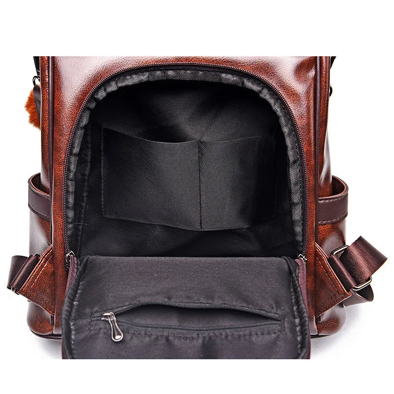 Vintage leather backpack for women