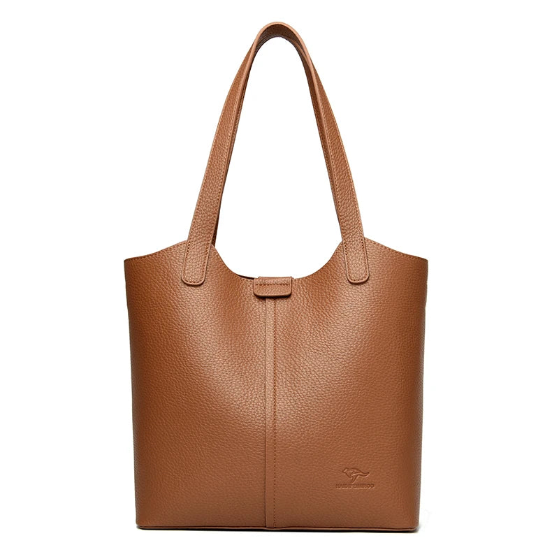 Structured leather tote bag