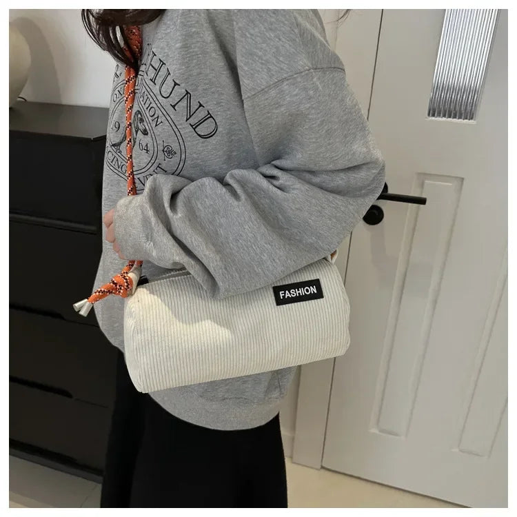 Corduroy handbag with slim strap
