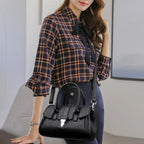 Designer-inspired leather handbag
