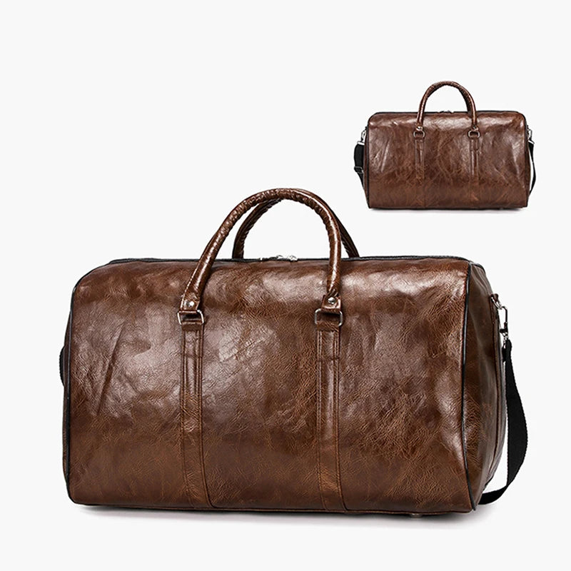 Handcrafted leather overnight duffle bag