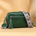 Textured leather crossbody bag