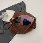 Suede shoulder handbag