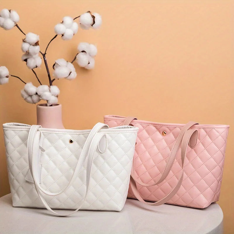 Quilted leather tote bag