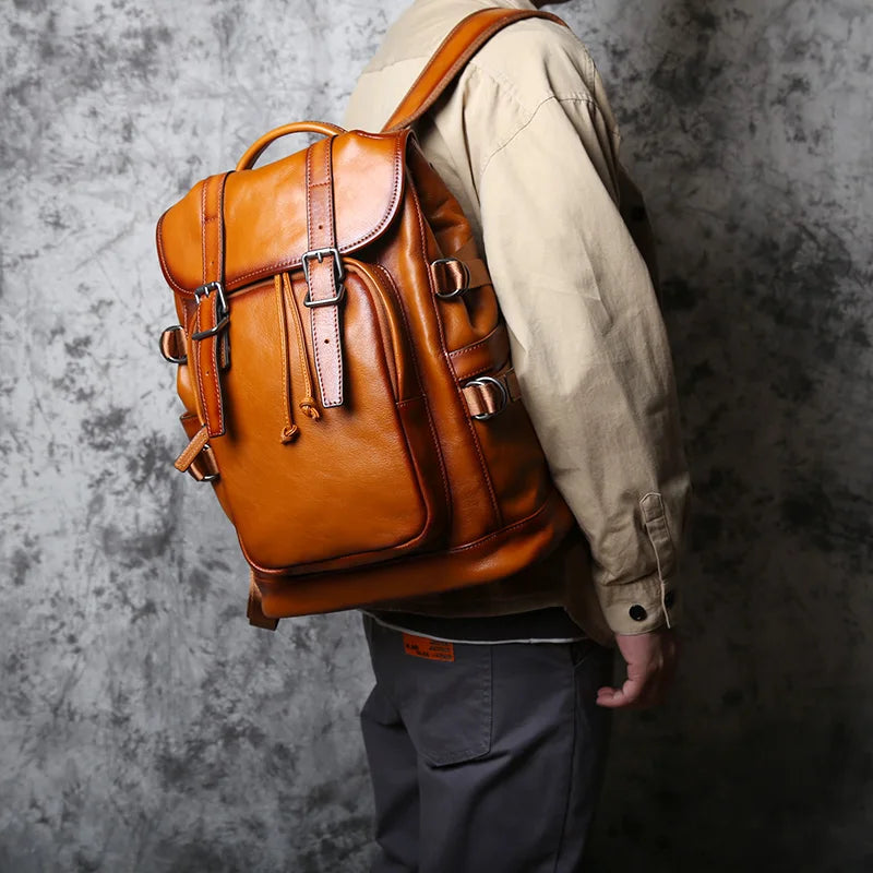 Heavy-duty leather rucksack