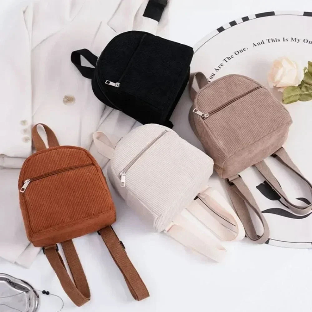 Mini corduroy backpack with adjustable straps