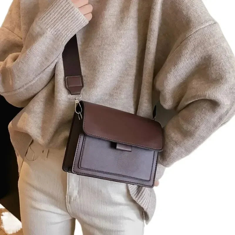 Retro leather crossbody bag for women