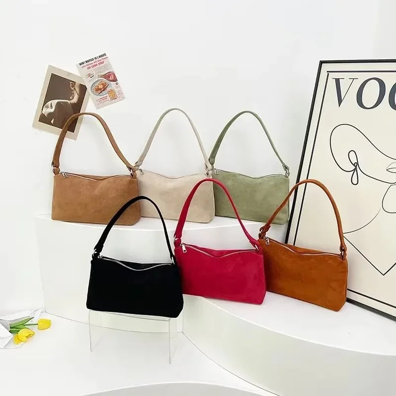 Structured suede shoulder bag