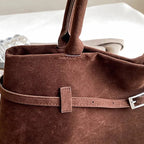 Vintage suede shopper tote bag