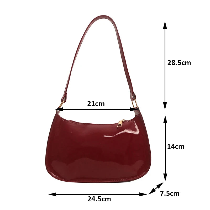 Shiny leather hobo bag