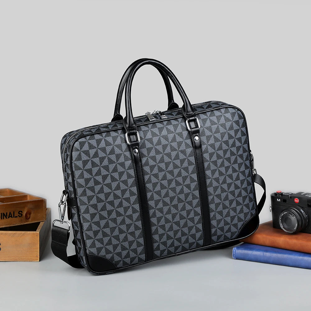 Designer-inspired leather laptop briefcase