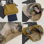 Corduroy handbag with wide shoulder strap