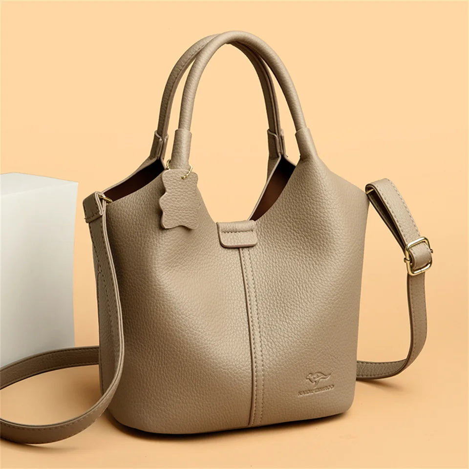 Leather shoulder handbag
