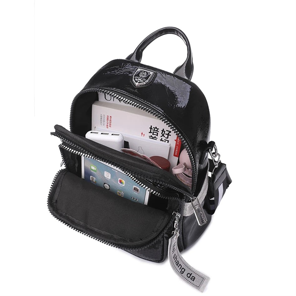 Women’s black leather backpack