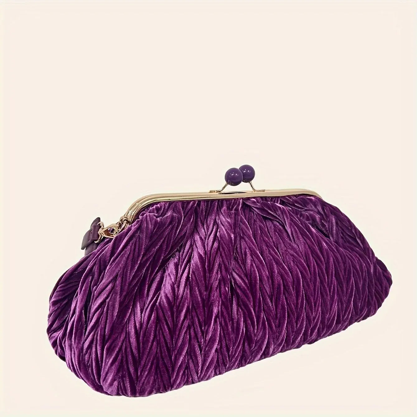 Corduroy handbag with vintage clasp design