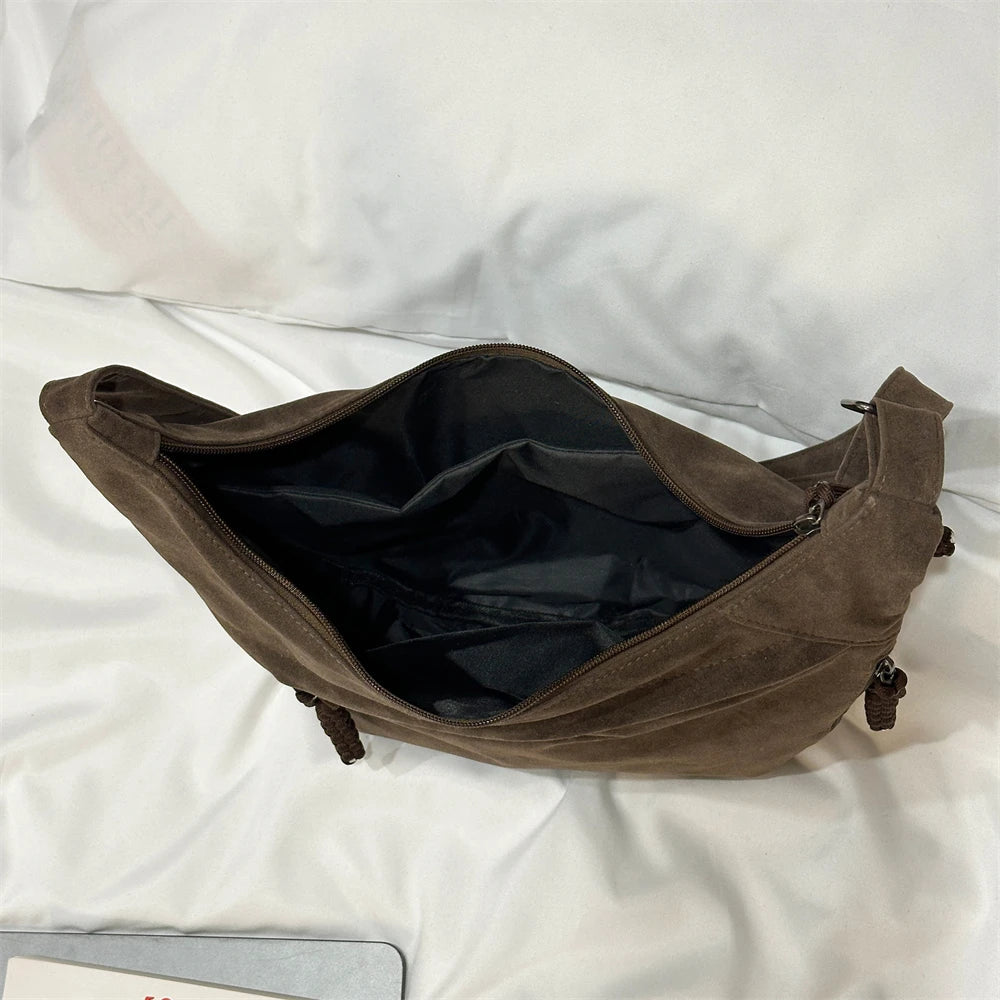 Slouchy suede shoulder bag