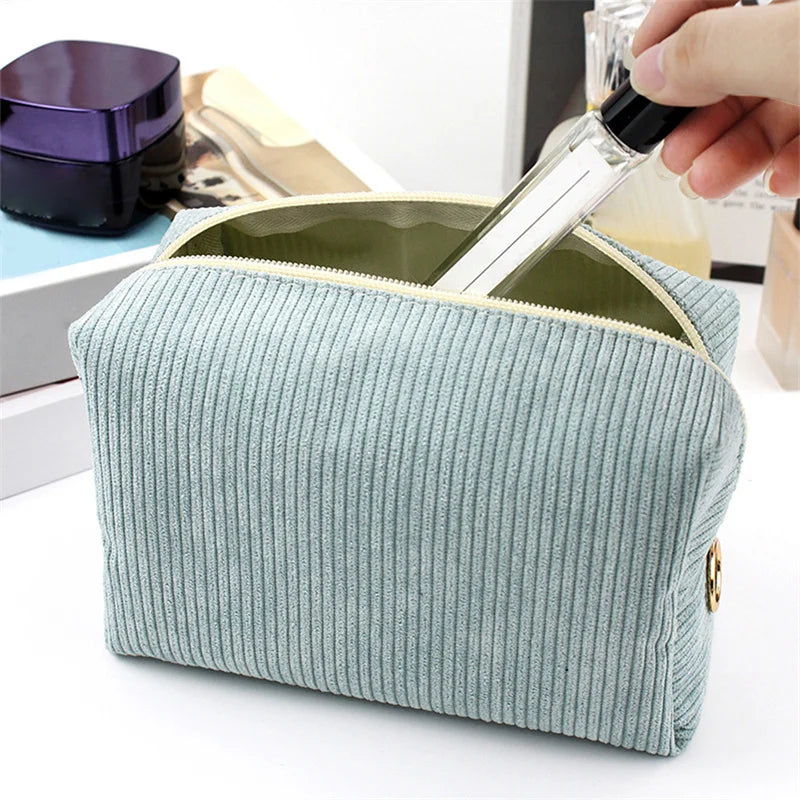 Corduroy cosmetic bag