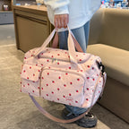 Corduroy travel toiletry bag with shoulder strap