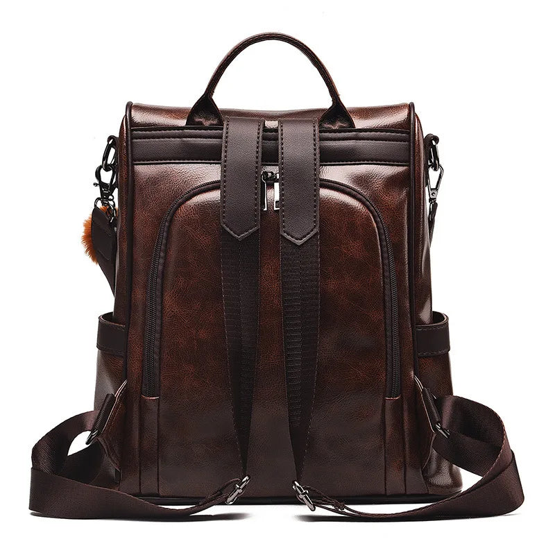 Vintage leather backpack for women