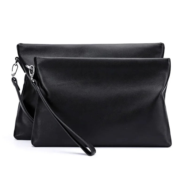 Leather clutch with wrist strap