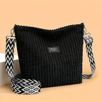 Large capacity corduroy shoulder handbag