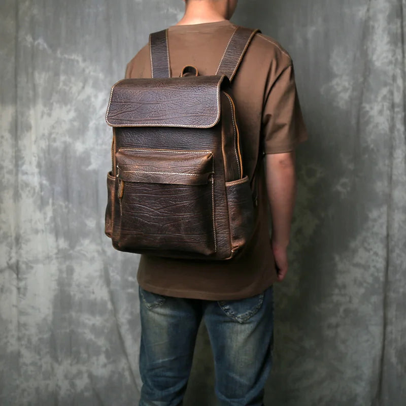 Sleek leather rucksack backpack