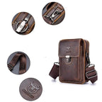 Men vintage leather crossbody bag