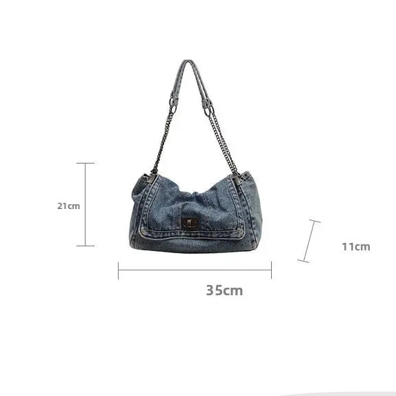 Large capacity denim handbag