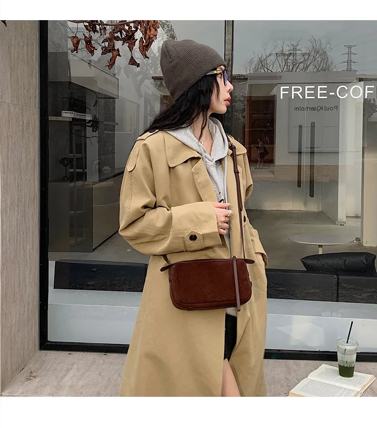 Suede shoulder purse