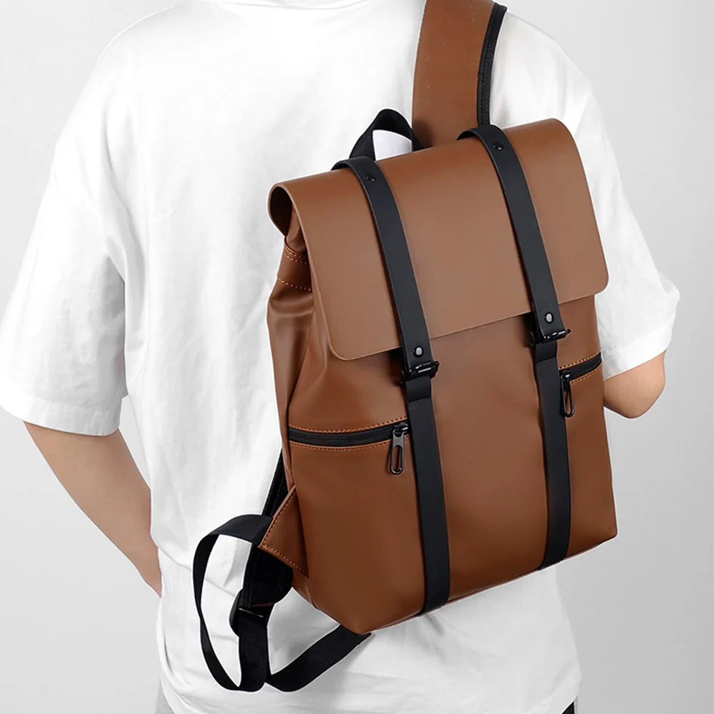 Men's leather backpack rucksack