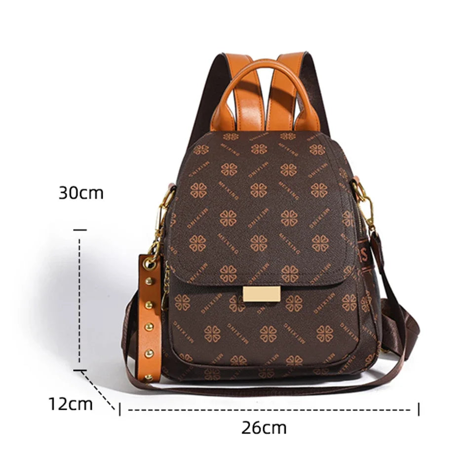 Designer-style leather knapsack