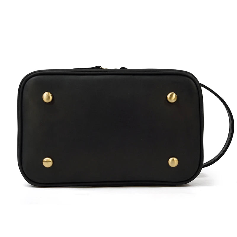 Leather cosmetic and toiletry bag