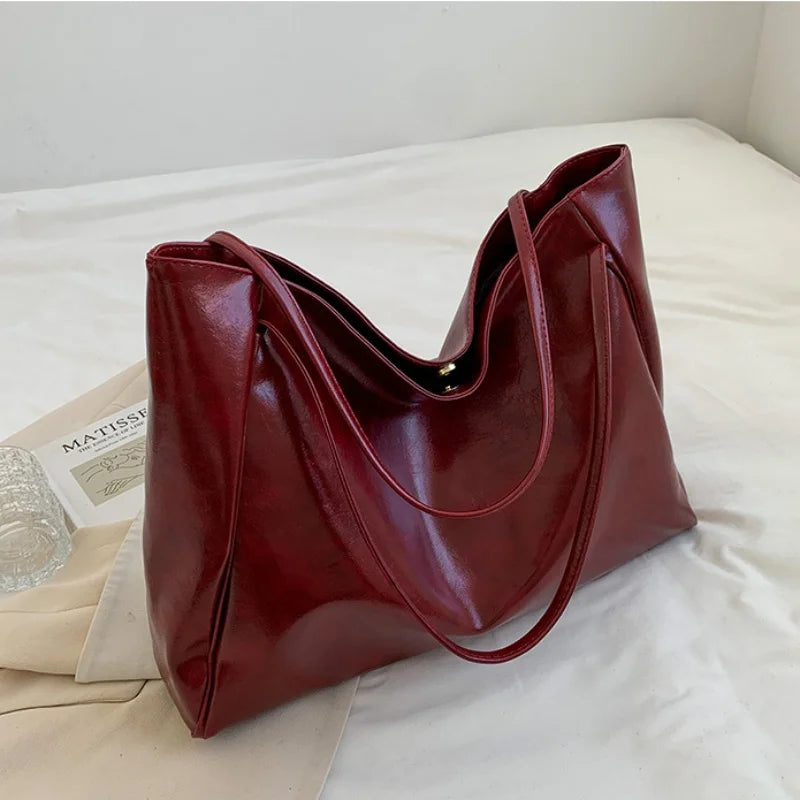 Sleek leather tote bag for women
