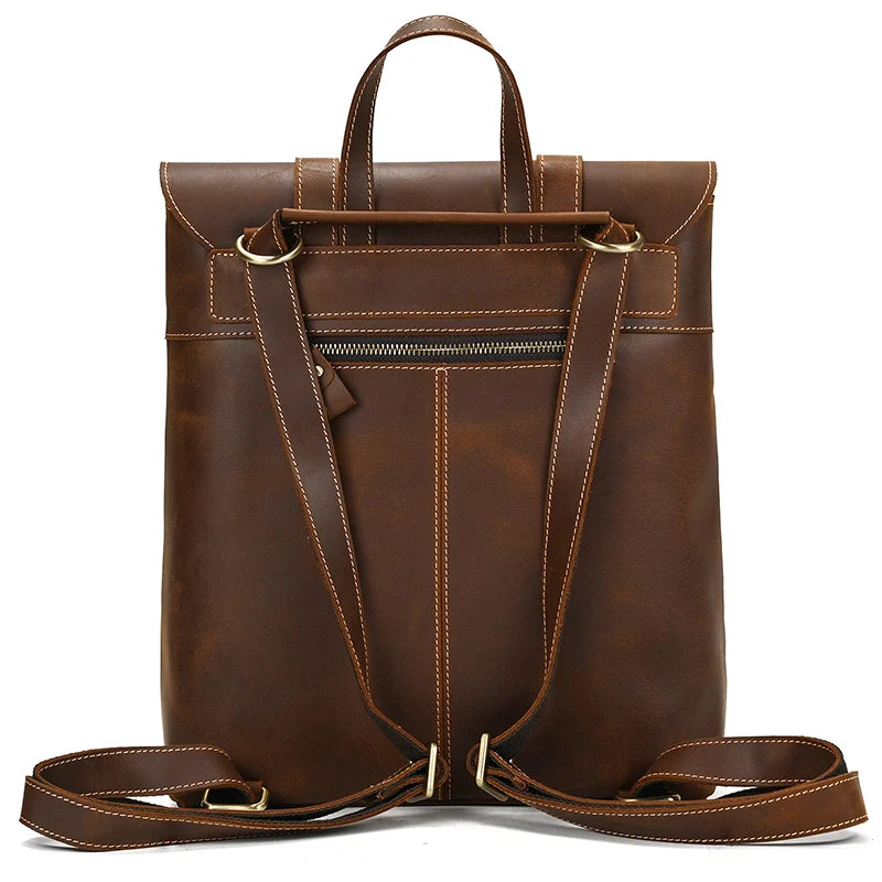 Structured leather rucksack backpack