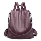 Soft leather travel backpack