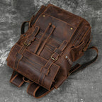 Multi-compartment leather rucksack