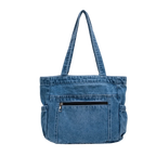 Denim tote bag with front pocket