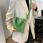 Corduroy handbag with front button detail