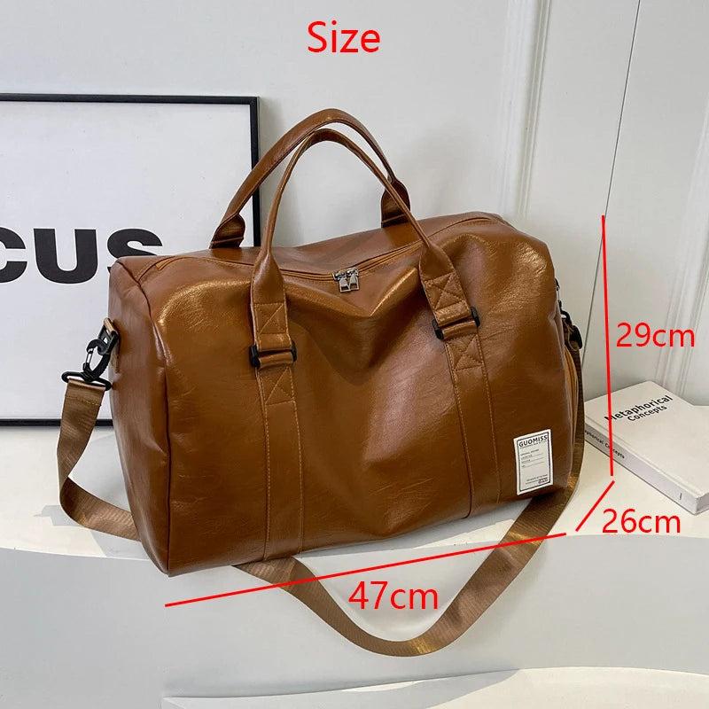 Slim leather duffle bag