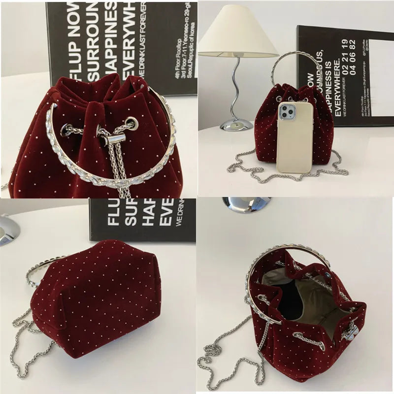 Corduroy handbag with chain strap