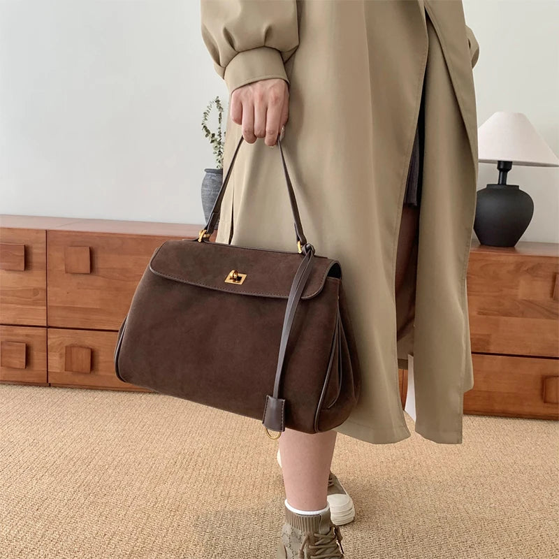 Chic suede handbag for work and city style