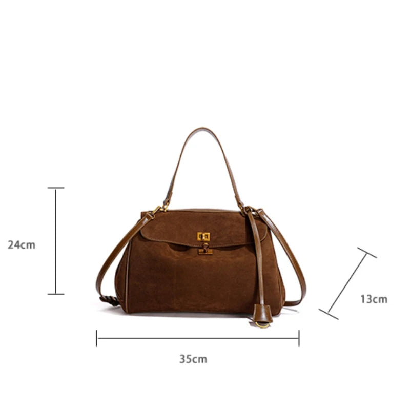 Chic suede handbag for work and city style