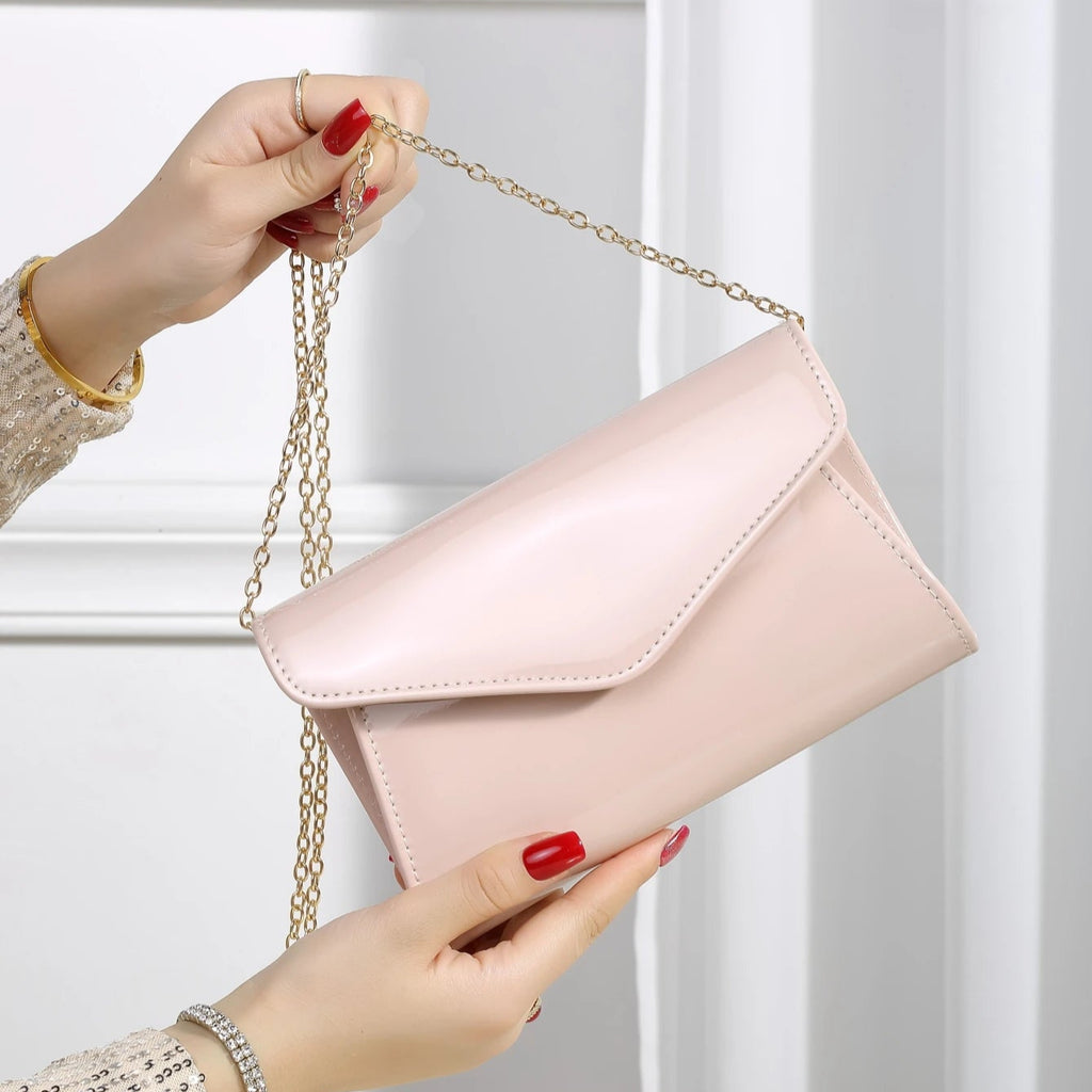 Minimal leather handbag with slim profile