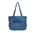 Denim tote bag with front pocket
