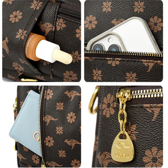 Modern leather backpack for women